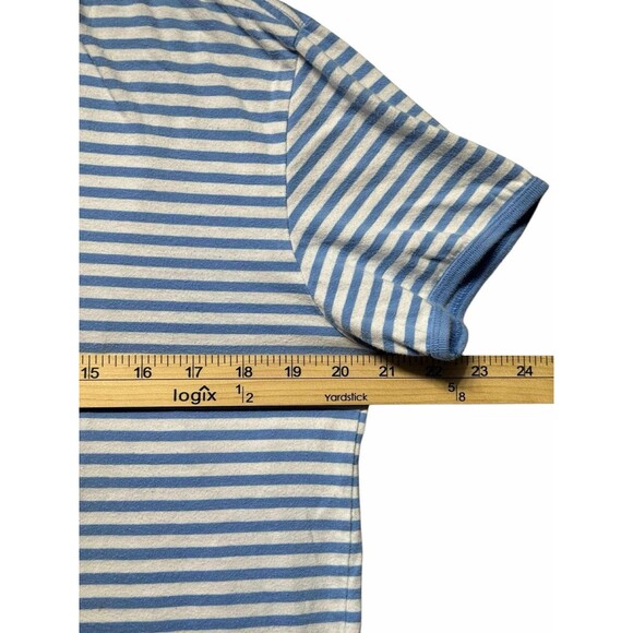 Vintage Polo Sport Ralph Lauren Striped V-Neck T-Shirt Men’s Large Blue White - Picture 6 of 7